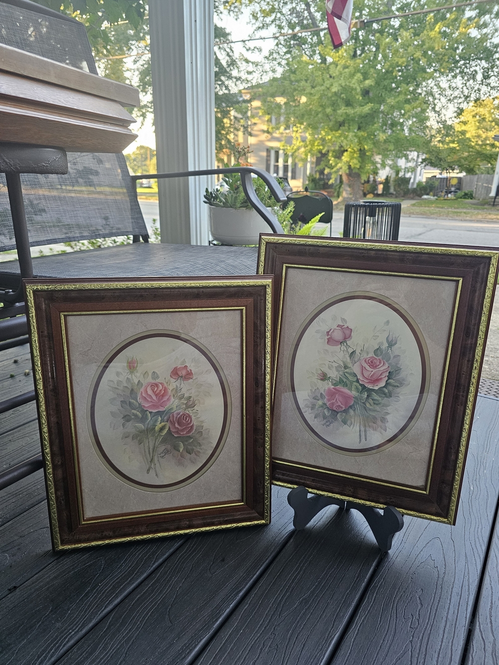 Homco Wyona Newton Framed Rose Prints Set of 2